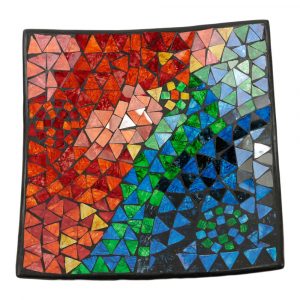 Quadratische Schale Mosaik Regenbogenfarben (29 x 29 x 8 cm)