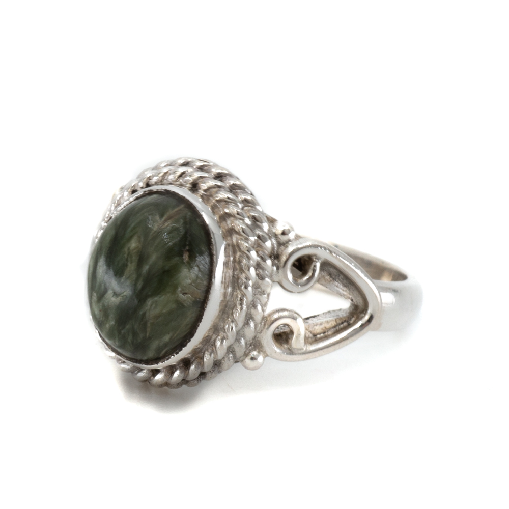 Edelstein-Ring Seraphinit 925 Silber "Nifih" (Größe 17)