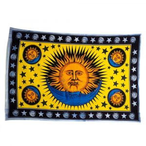 Authentisches Baumwollwandtuch Cotton Sonne und Mond Gelb (200 x 135 cm)