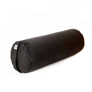 Yoga-Bolster Schwarz Rund Baumwolle - einfarbig - 59 x 21,5 cm