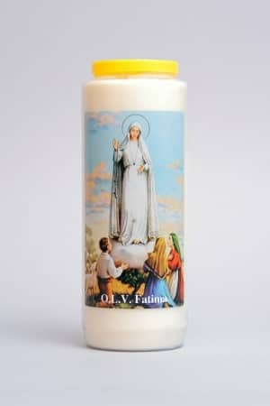 Traditionelle Kirchenkerze - Novene Kerze Unsere Liebe Frau von Fatima - 1 Stück