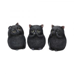 Statuen Schwarze Katze 3er-Set - Hören Sehen Sehen Kein Böses (8,5 cm)