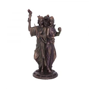 Statue der Göttin Hekate ('Dreifache Göttin') Bronzefarben - 21 cm