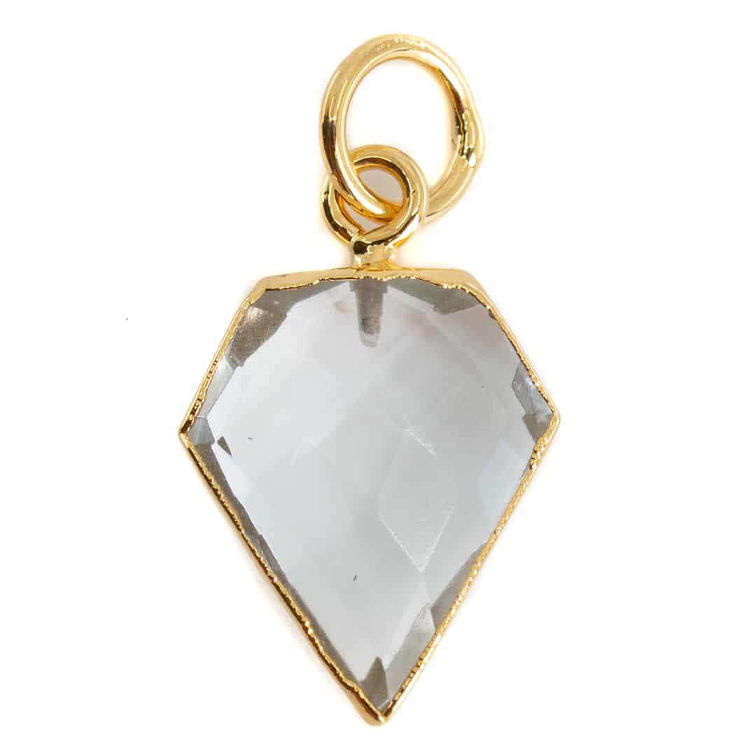 Edelstein-Anhänger Bergkristall Diamantform - vergoldet - 15 x 12 mm