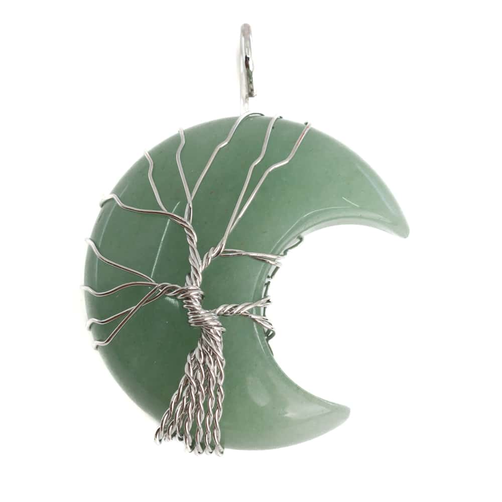 Edelstein-Anhänger Lebensbaum Mond Grüner Aventurin (4 cm)