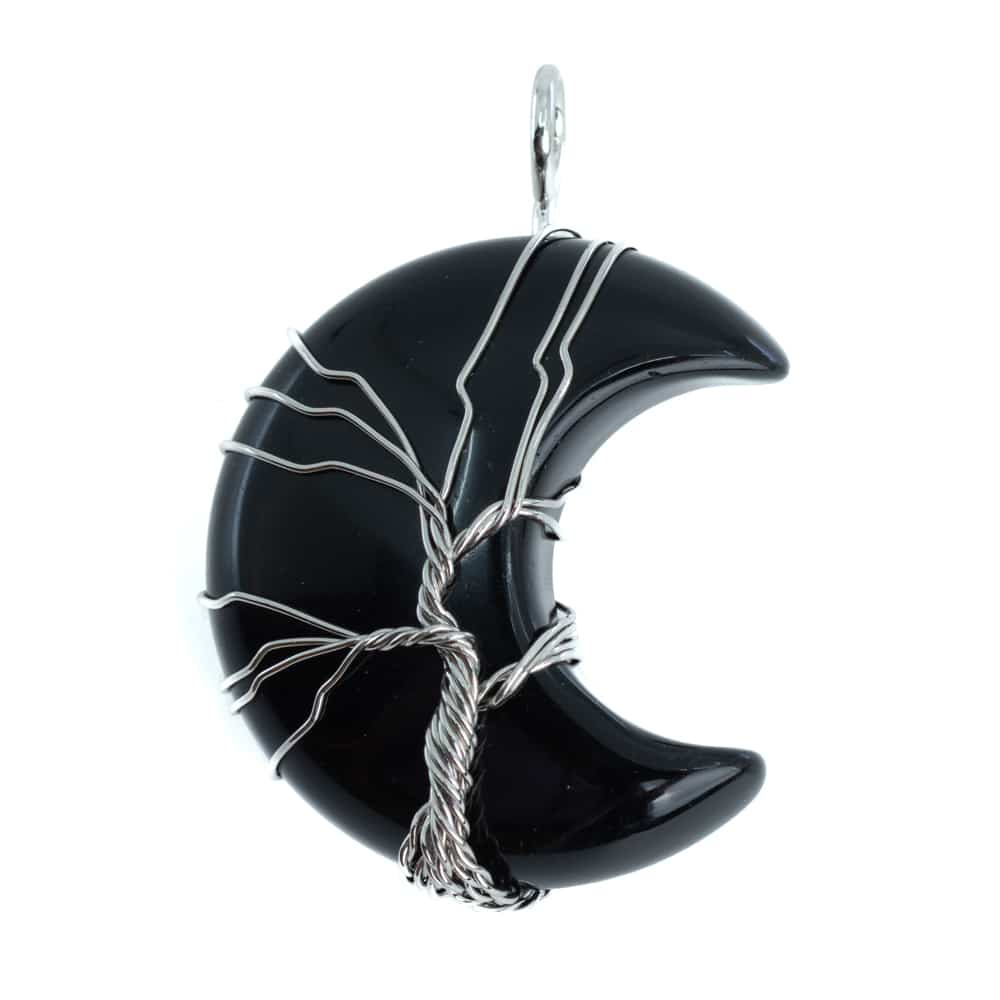 Edelstein-Anhänger Baum des Lebens Mond Obsidian (4 cm)