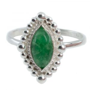 Edelstein-Ring Smaragd (gefärbt) - 925 Silber (Größe 17)