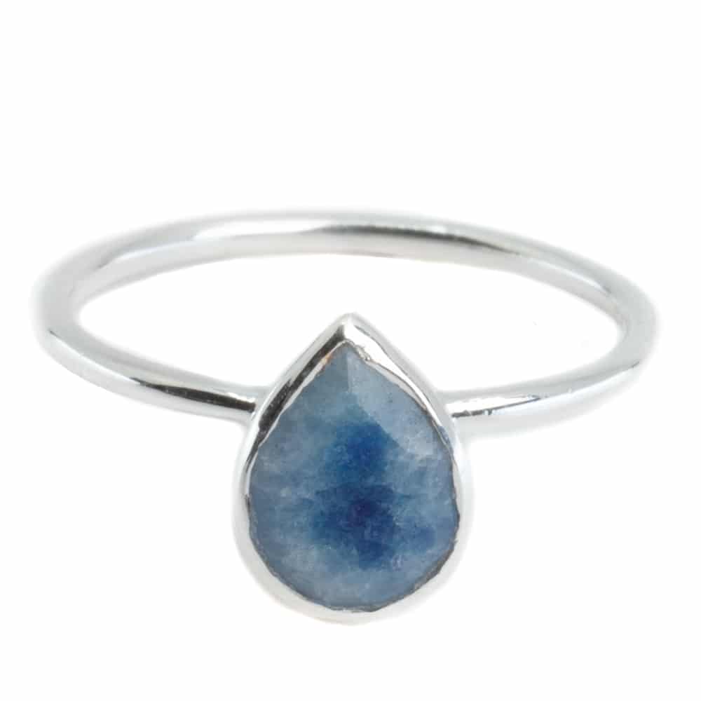 Edelstein Ring Saphir (farbig) - 925 Silber - Birnenform (Größe 17)