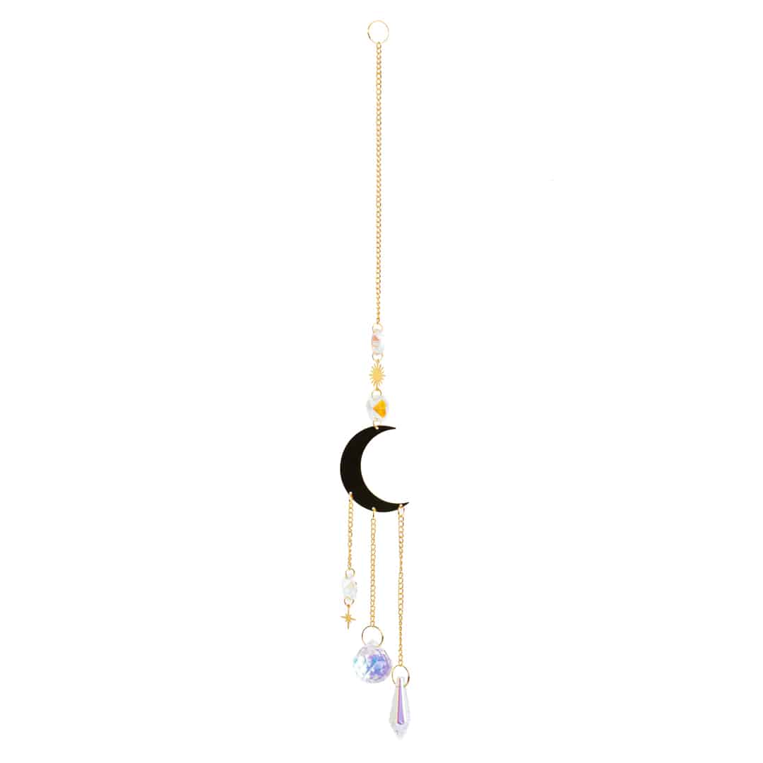 Feng Shui Regenbogen-Anhänger Kristall Mond Gold (37 cm)
