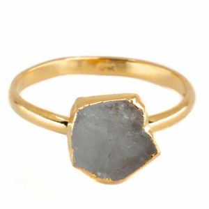 Geburtsstein Ring Roher Aquamarin März - 925 Silber Vergoldet