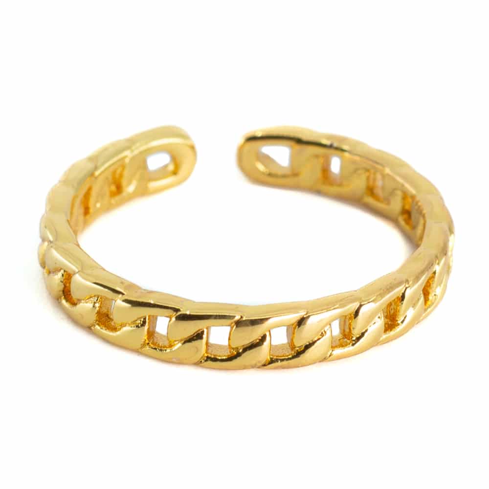 Verstellbarer Ring Gliederkette Kupfer Gold