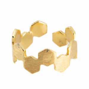 Verstellbarer Ring Verbundene Hexagon Kupfer Gold