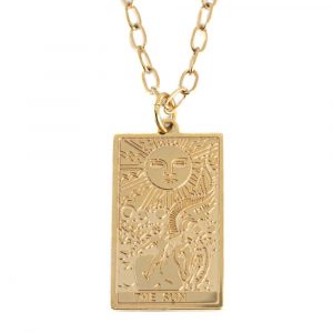 Amulett Stahl goldfarbenes Tarot 'Die Sonne' - 22 mm