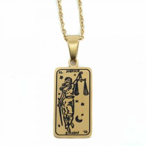 Amulett Stahl Gold Tarot 'Gerechtigkeit'
