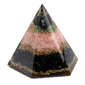 Orgonit Pyramide Schwarzer Turmalin/Rosenquarz Facette (95 mm)