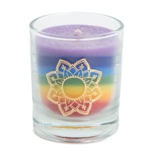 Fair Trade 7 Chakras Mandala Stearin Kerze im Glas