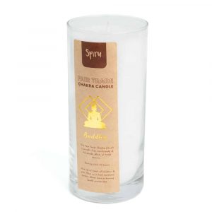 Fair Trade Buddha Stearin Kerze - Weiß (60 Brennstunden)