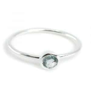 Geburtsstein Ring Aquamarin März - 925 Silber - Silber (Größe 17)