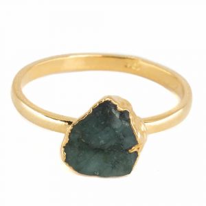 Geburtsstein Ring Roher Emerald Mai - 925 Silber