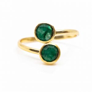 Geburtsstein Ring Smaragd Mai - 925 Silber - verstellbar