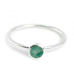 Geburtsstein Ring Smaragd Mai - 925 Silber - Farbe Silber (Größe 17)