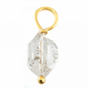 Roher Edelstein-Anhänger Herkimer Diamant 925 Silber & vergoldet (8 - 12 mm)