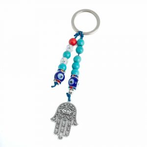 Schlüsselanhänger Schutz Hamsa Hand mit Perlen