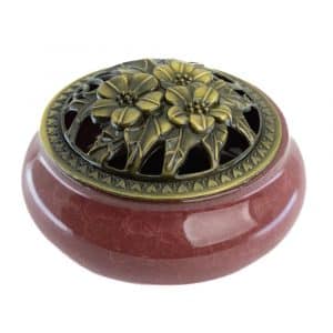 Räucherstäbchenbrenner Traditionelles tibetisches Design Keramik Rot - 10 x 10 x 6 cm