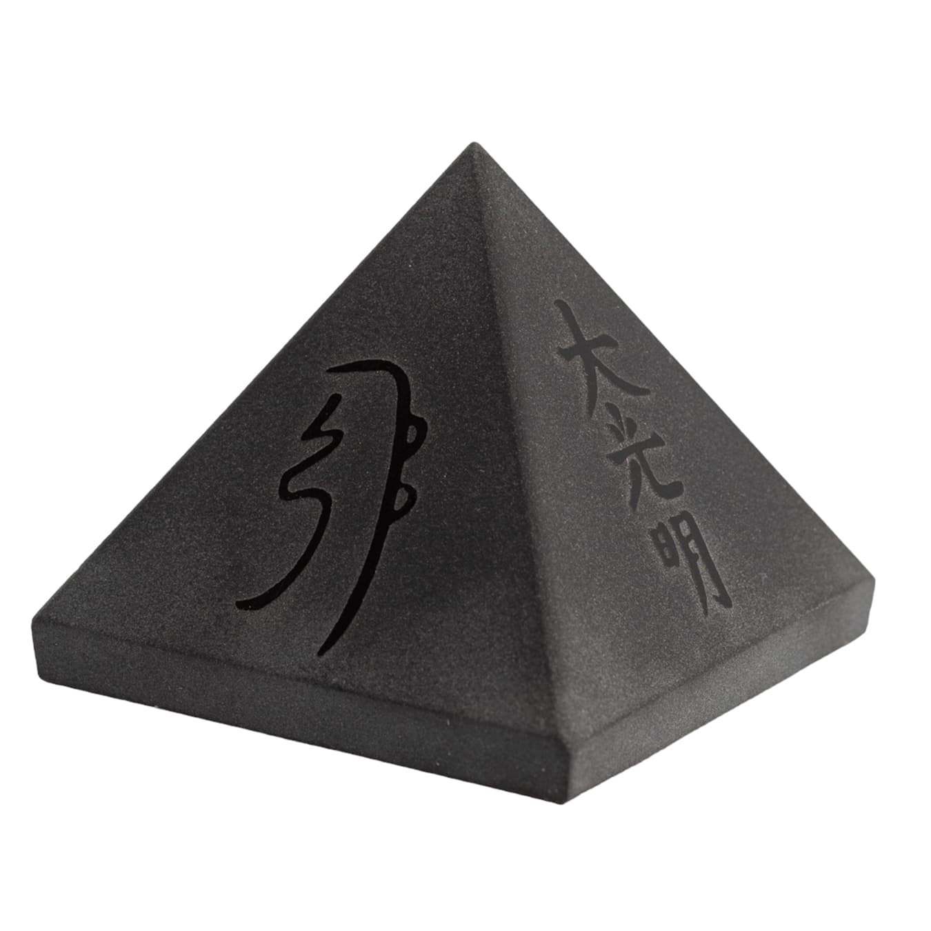 Edelsteinpyramide Schwarzer Turmalin mit Reiki-Symbolen - 45 mm