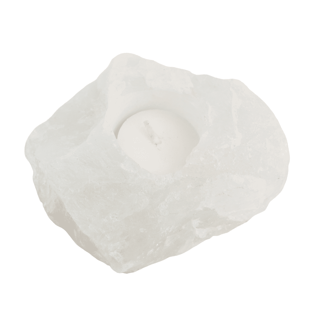Teelichthalter Edelstein Schneequarz (ca. 500 ~ 1000 Gramm)