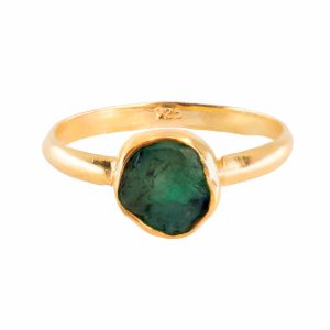 Geburtsstein Ring grober Smaragd Mai - 925 Silber vergoldet