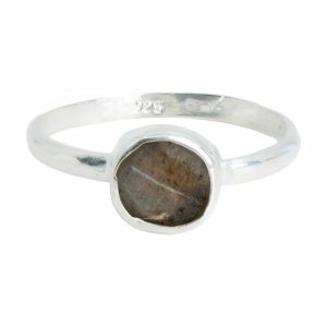 Edelstein-Ring ungeschliffener Labradorit - 925 Silber