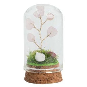 Mini Edelsteinbaum Rosenquarz im Glas für Liebe (50 mm)