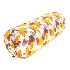 Yoga Bolster Beige Rund Baumwolle - Blumenmuster - 59 x 21,5 cm