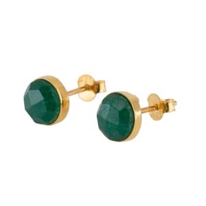 Geburtsstein-Ohrringe Mai Smaragd Facette - 925 Silber und vergoldet