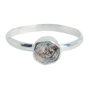 Geburtsstein Ring ungeschliffener Herkimer Diamant April - 925 Silber